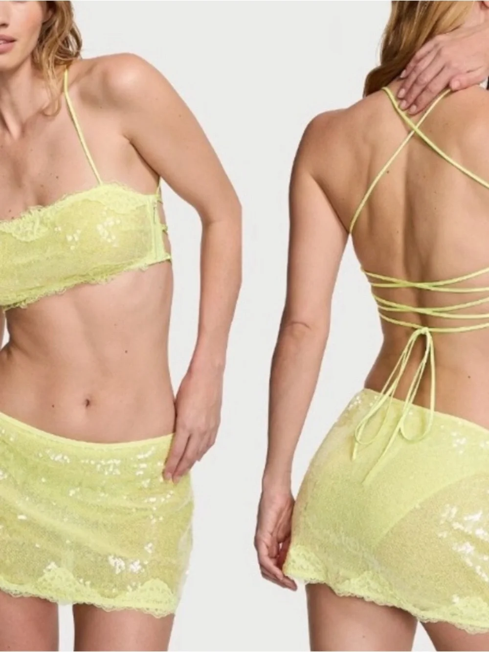 Victoria's Secret Neon lime green Sequin Two-Piece Swim Coverup